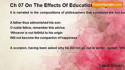 Saadi Shirazi - Ch 07 On The Effects Of Education Story 09