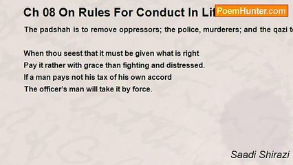 Saadi Shirazi - Ch 08 On Rules For Conduct In Life - Maxim 78