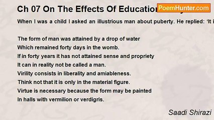 Saadi Shirazi - Ch 07 On The Effects Of Education Story 11
