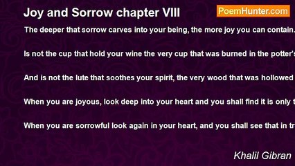Khalil Gibran - Joy and Sorrow chapter VIII