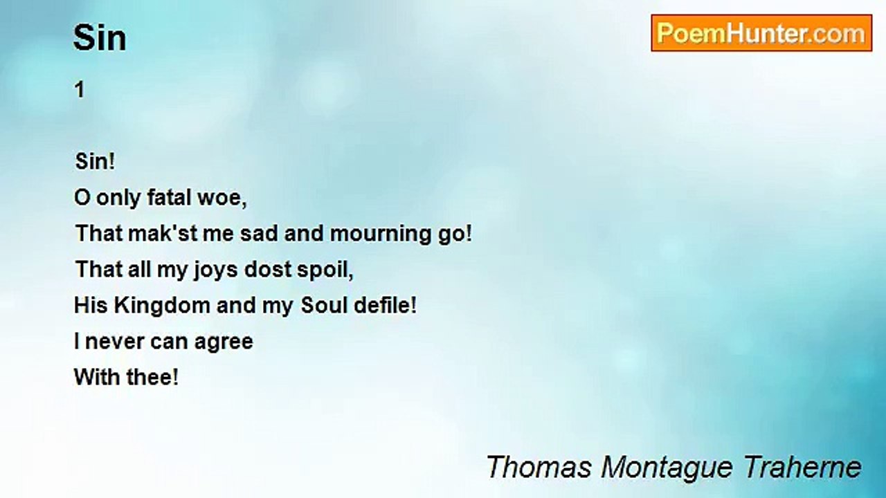 Thomas Montague Traherne - Sin
