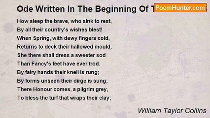 William Taylor Collins - Ode Written In The Beginning Of The Year 1746