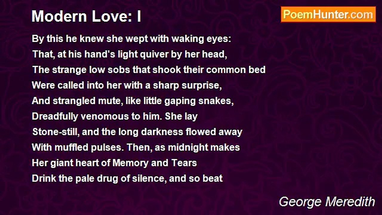 George Meredith - Modern Love: I