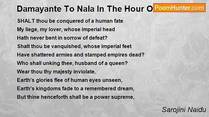 Sarojini Naidu - Damayante To Nala In The Hour Of Exile