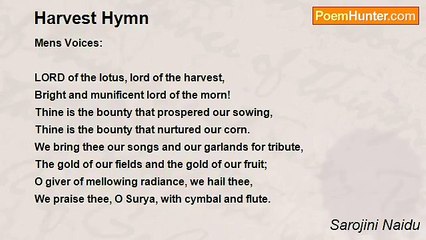 Sarojini Naidu - Harvest Hymn