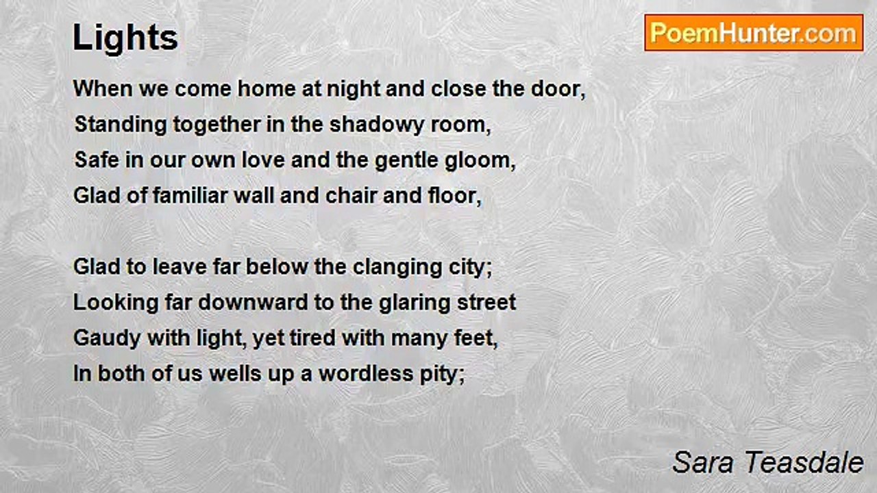 Sara Teasdale - Lights