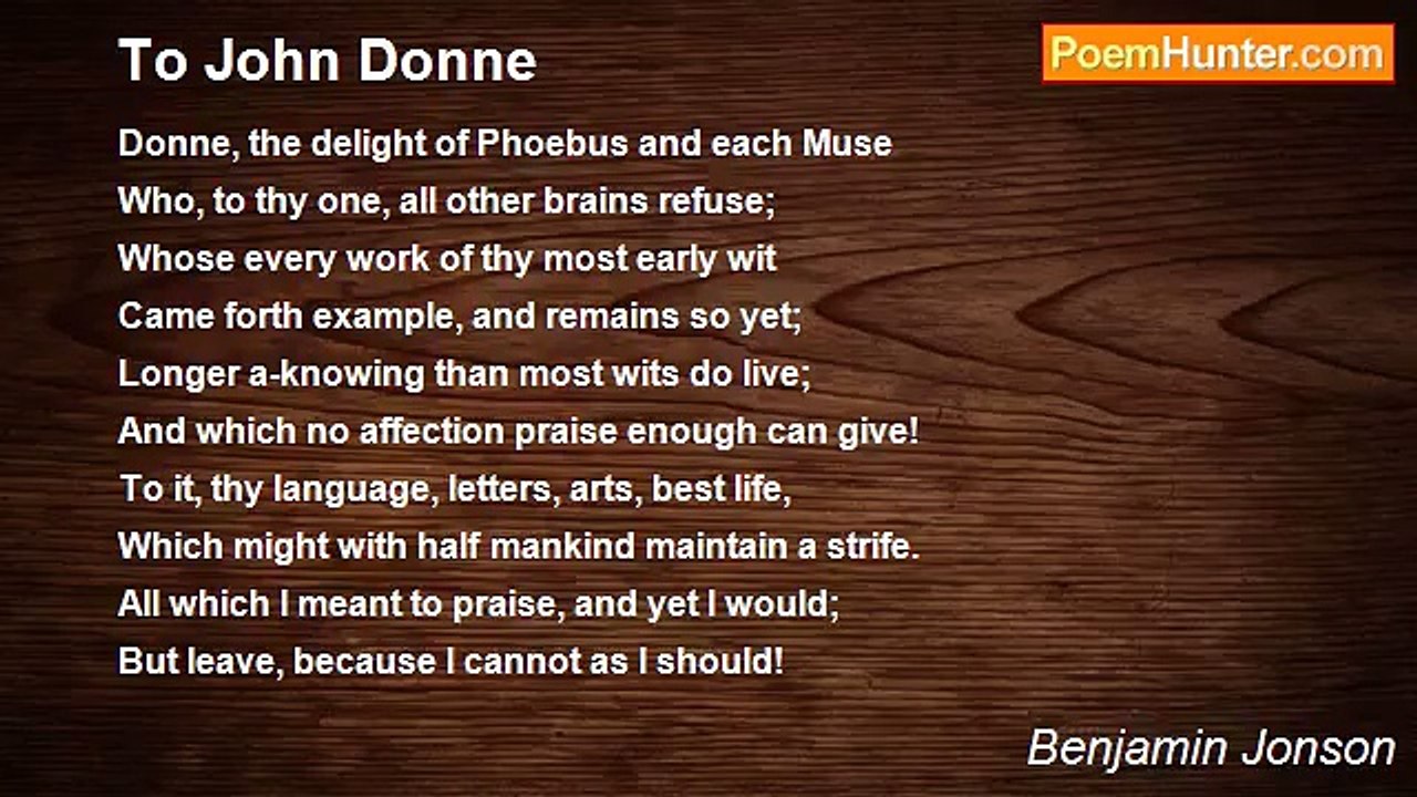 Benjamin Jonson - To John Donne