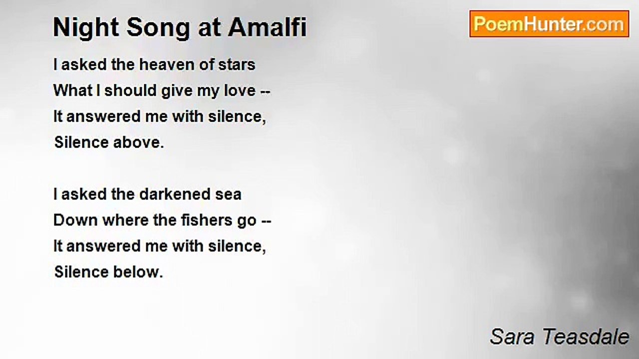 Sara Teasdale - Night Song at Amalfi