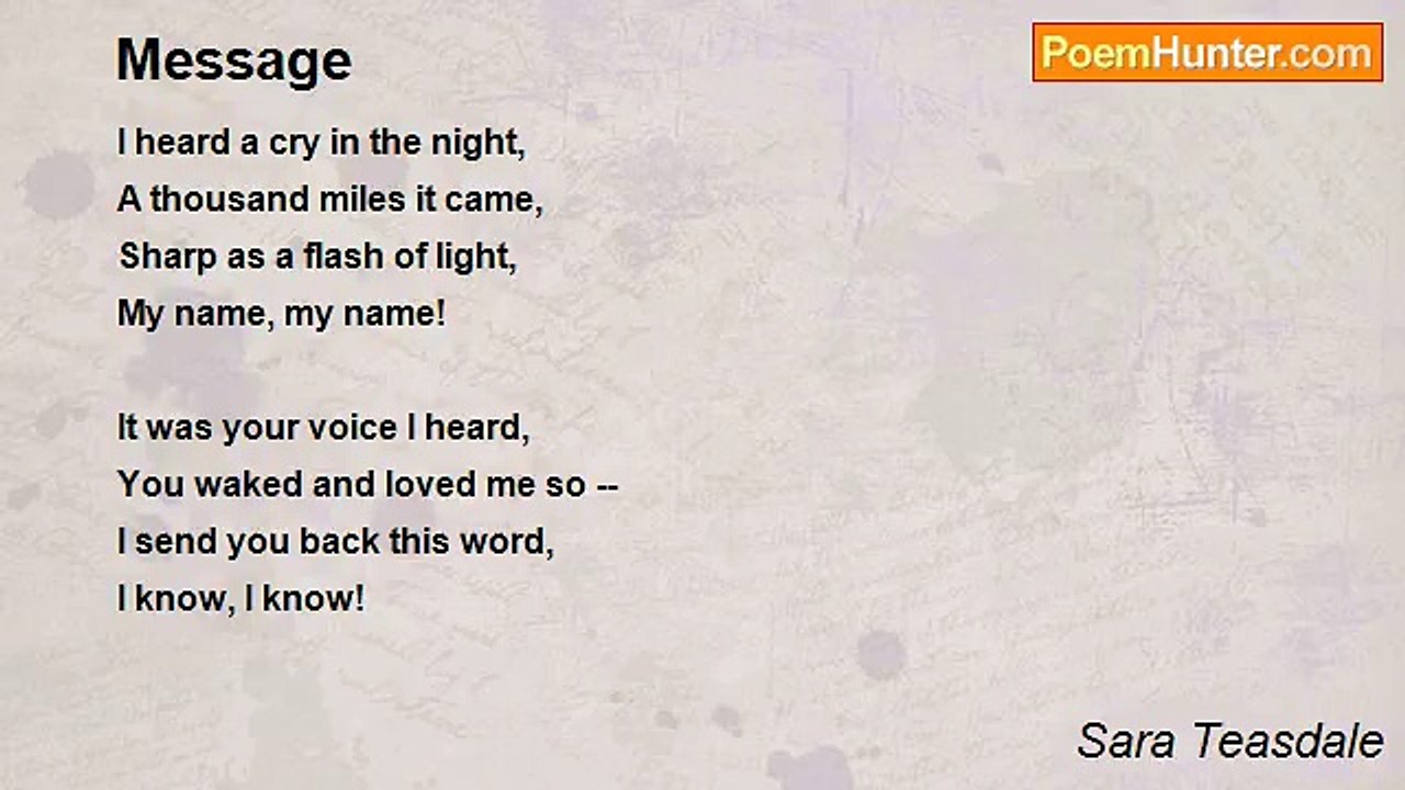 Sara Teasdale - Message