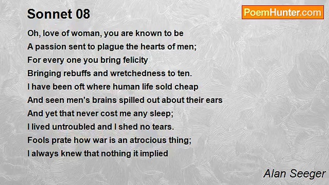 Alan Seeger - Sonnet 08
