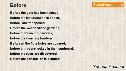 Yehuda Amichai - Before