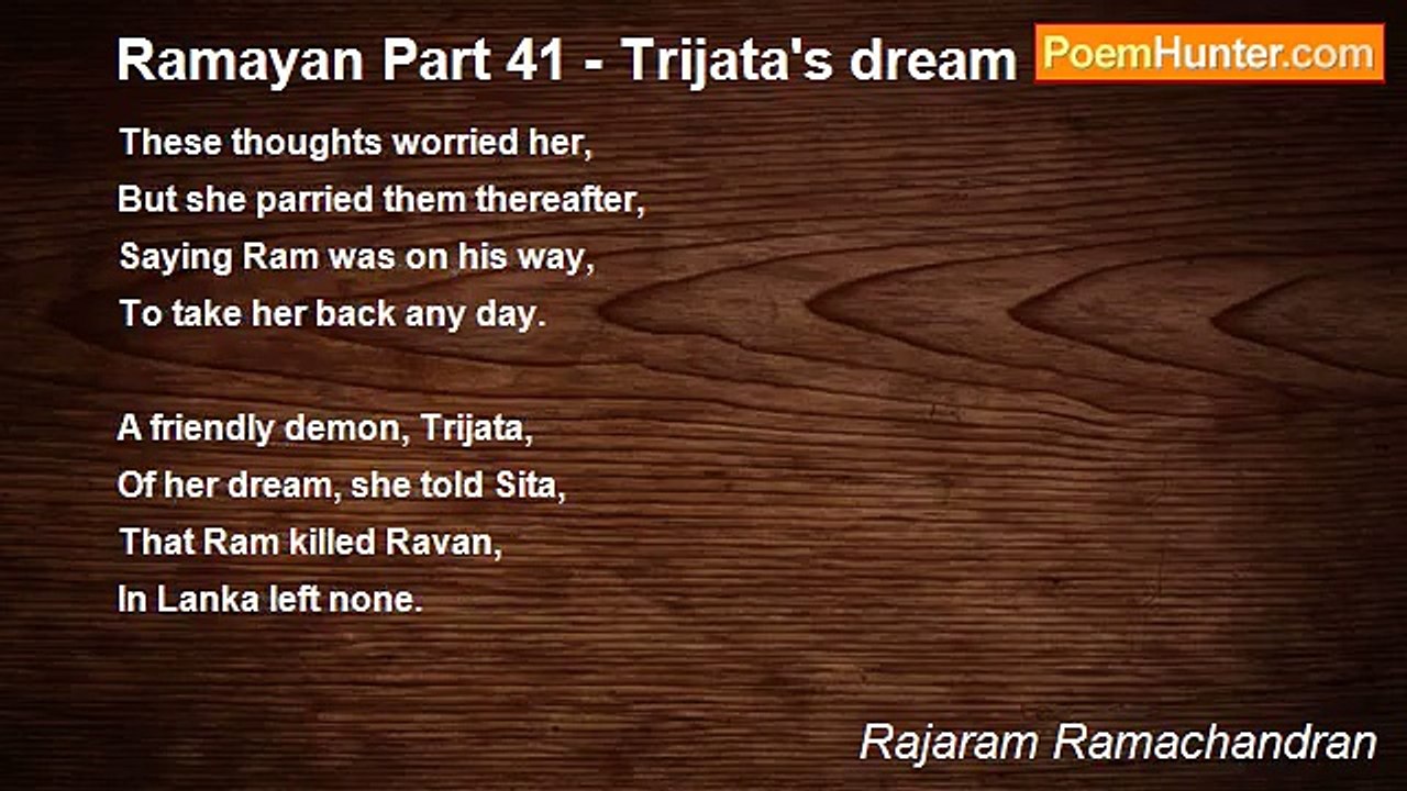 Rajaram Ramachandran - Ramayan Part 41 - Trijata's dream
