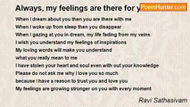 Ravi Sathasivam - Always, my feelings are there for you...