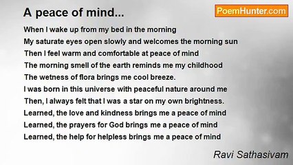 Ravi Sathasivam - A peace of mind...