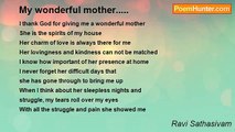 Ravi Sathasivam - My wonderful mother.....