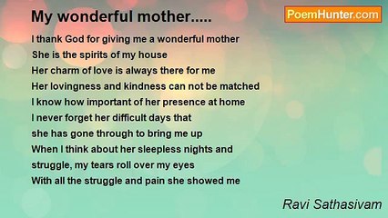 Ravi Sathasivam - My wonderful mother.....