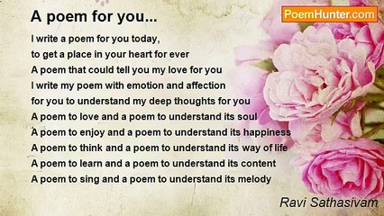 Ravi Sathasivam - A poem for you...