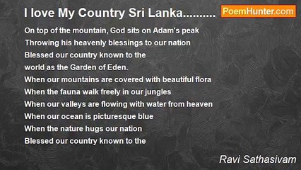 Ravi Sathasivam - I love My Country Sri Lanka..........