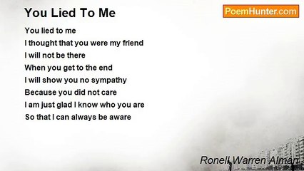 Ronell Warren Alman - You Lied To Me