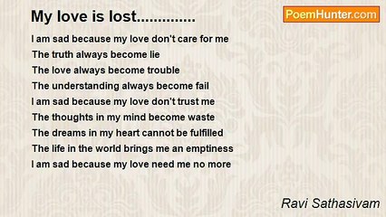 Ravi Sathasivam - My love is lost..............