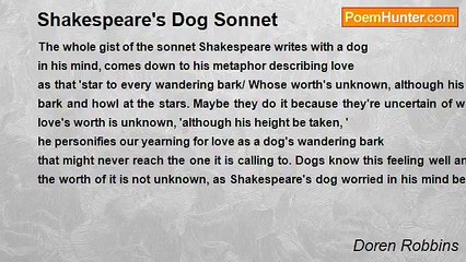 Doren Robbins - Shakespeare's Dog Sonnet