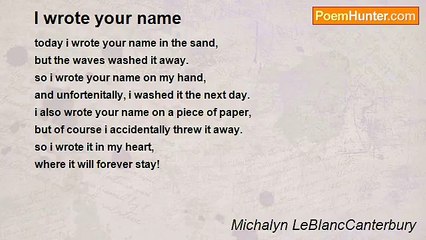 Michalyn LeBlancCanterbury - I wrote your name
