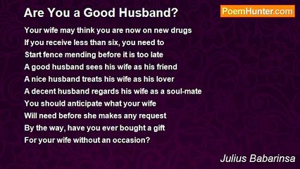 Julius Babarinsa - Are You a Good Husband?