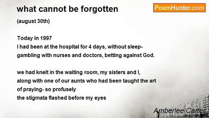 Amberlee Carter - what cannot be forgotten