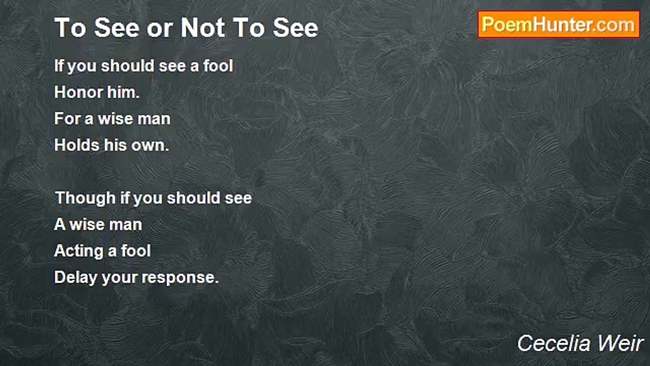 Cecelia Weir - To See or Not To See