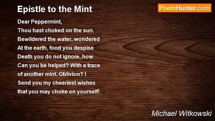 Michael Witkowski - Epistle to the Mint