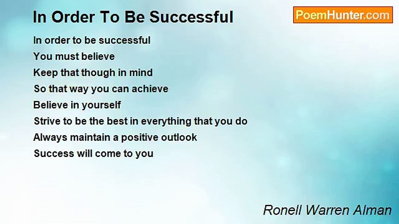 Ronell Warren Alman - In Order To Be Successful