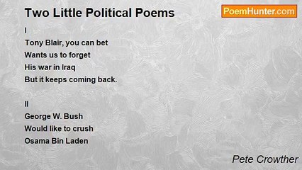 Pete Crowther - Two Little Political Poems