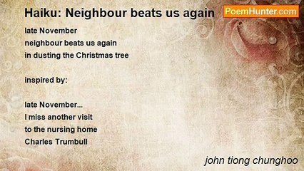 john tiong chunghoo - Haiku: Neighbour beats us again