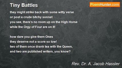 Rev. Dr. A. Jacob Hassler - Tiny Battles