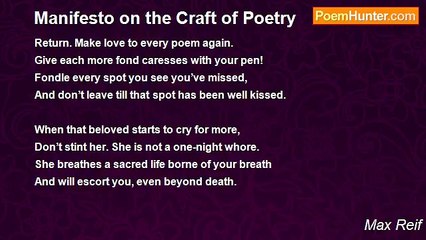 Max Reif - Manifesto on the Craft of Poetry