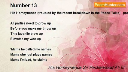 His Homeynence Sir Peckerwood Ali III - Number 13