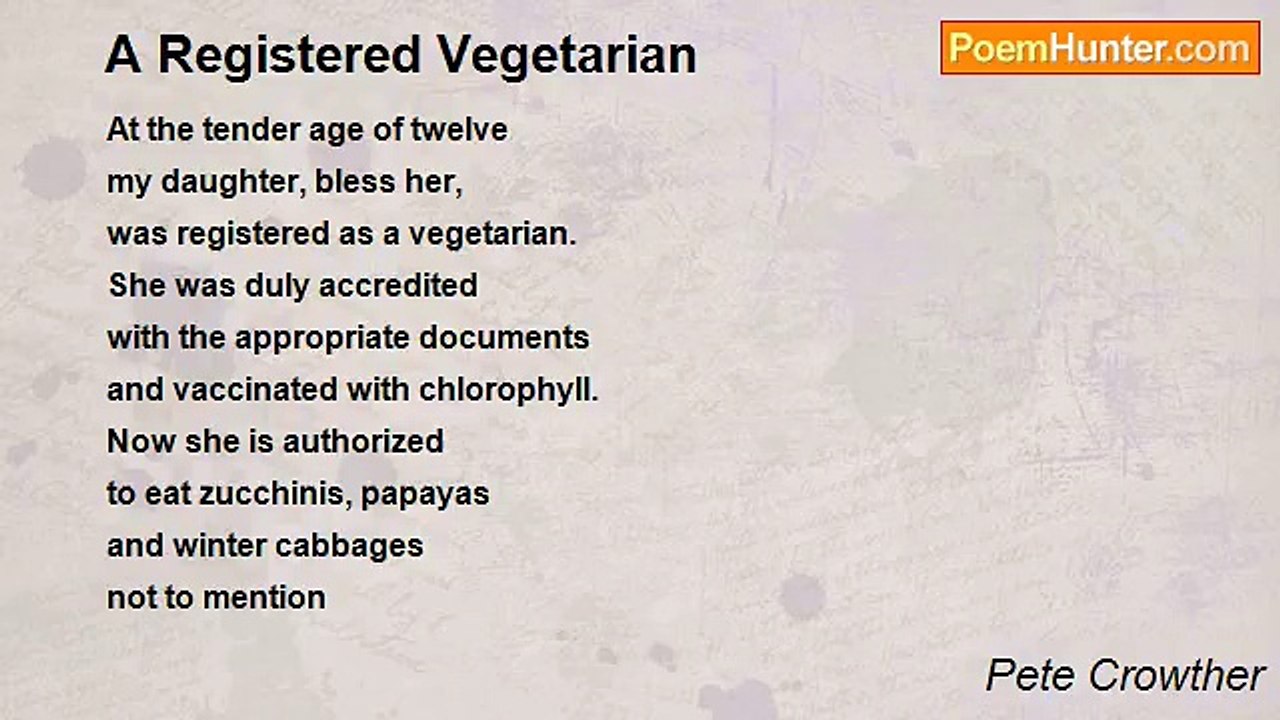 Pete Crowther - A Registered Vegetarian
