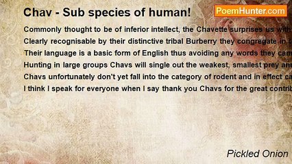 Pickled Onion - Chav - Sub species of human!