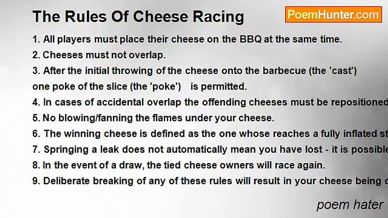 poem hater - The Rules Of Cheese Racing