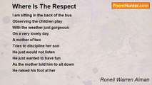 Ronell Warren Alman - Where Is The Respect