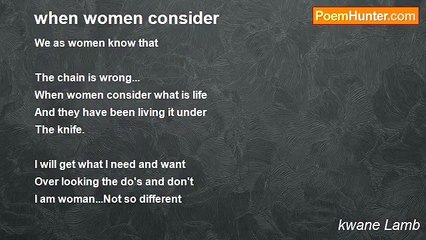 kwane Lamb - when women consider