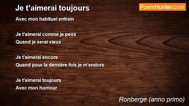 Ronberge (anno primo) - Je t’aimerai toujours