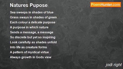jodi right - Natures Pupose