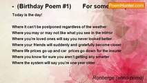 Ronberge (anno primo) - -  (Birthday Poem #1)       For someone special