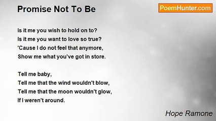 Hope Ramone - Promise Not To Be