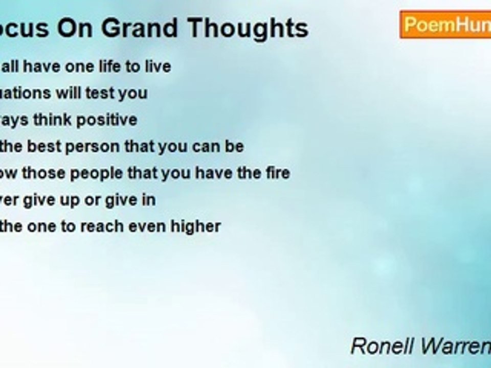 Ronell Warren Alman - Focus On Grand Thoughts