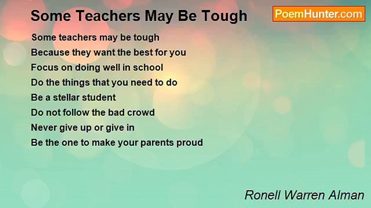 Ronell Warren Alman - Some Teachers May Be Tough