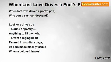 Max Reif - When Lost Love Drives a Poet's Pen