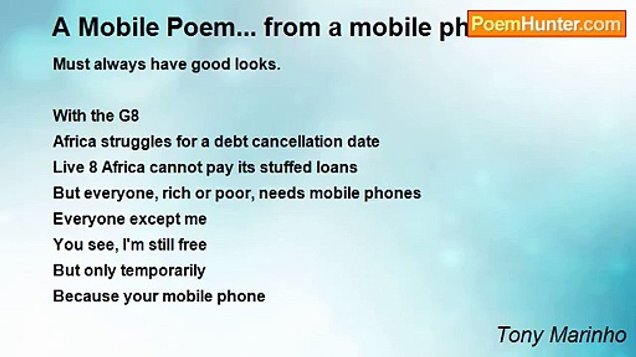 Tony Marinho - A Mobile Poem... from a mobile phone hater