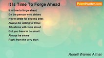 Ronell Warren Alman - It Is Time To Forge Ahead